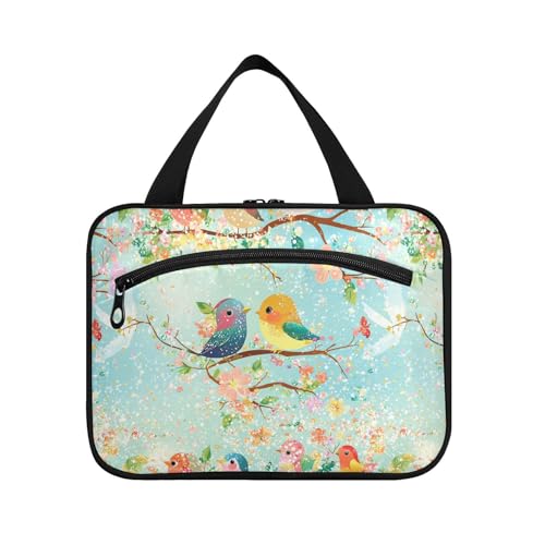 sanluoli Niedliche Make-up-Tasche zum Aufhängen mit Haken, kompakte Designer-Kosmetiktasche für Frauen, ein Muss für die Arbeit, Bolso de Mano Para Hombre, Niedliche Vogelfamilie für den Elterntag von sanluoli