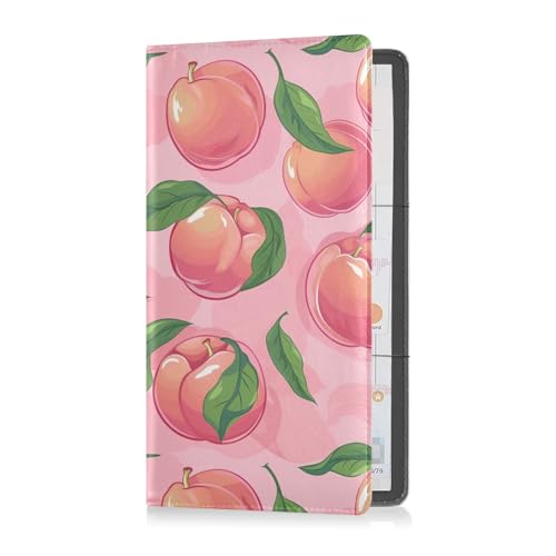 sanluoli Niedlicher Cartoon-Pfirsich-Leder, Auto-Registrierungs- und Versicherungskartenhalter, Dokumententasche für Fahrer, Autobesitzer, Anhänger, Motorrad, Boot von sanluoli