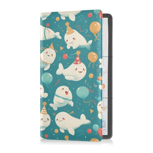 sanluoli Niedlicher Retro-Cartoon-Seehunde aus PU-Leder, Auto-Registrierungs- und Versicherungskartenhalter, Auto-Handschuhfach-Organizer für Karten, wesentliche Dokumente, Führerschein von sanluoli