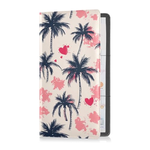 sanluoli Palm Tree Anime Valentinstag PU-Leder Auto Registrierung & Versicherung Kartenhalter Handschuhfach Organizer für wichtige Dokumente, Führerschein, Karten von sanluoli