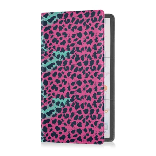 sanluoli Pfirsich- und Grüner Leopardenmuster, Premium-Leder, Auto-Registrierung, Versicherung und Ausweishalter, Handschuhfach-Organizer für jedes Auto, LKW, Motorrad, Anhänger oder Boot von sanluoli