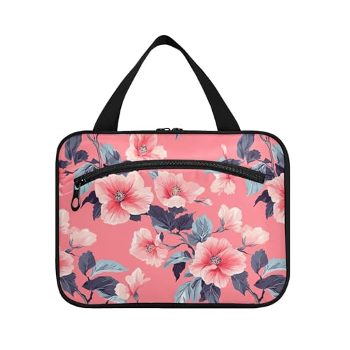 sanluoli Pfirsichfarbene Blumenblüten-Hängetasche für Männer, mit Haken, tragbarer Designer-Kosmetik-Organizer für Reisende, Arbeit, Bolso de Maquillaje Para Mujer, Pfirsichblütenblüten, lebendig von sanluoli