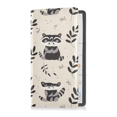sanluoli Raccoons Retro, schlichtes schwarzes Leder, Auto-Registrierungs- und Versicherungshalter, Auto-Handschuhfach-Organizer für Karten, wesentliches Dokument, Führerschein von sanluoli