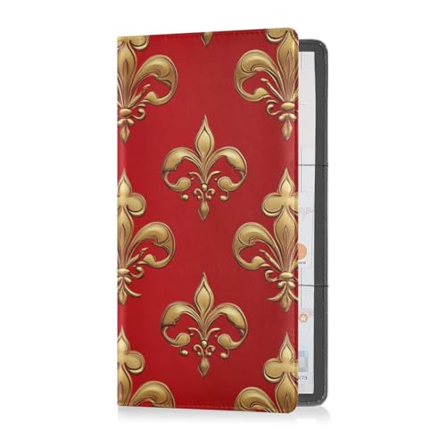 sanluoli Red Royal Pattern Valentine's Day_3 Premium Leder Registrierungs- und Versicherungskartenhalter Essential Wallet Case für Karten, wesentliche Dokumente, Führerschein Fahrzeugpapiere von sanluoli