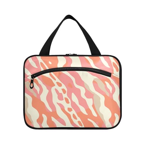 sanluoli Reise-Organizer zum Aufhängen, mit Haken, Designer-Make-up-Kosmetiktasche für Damen, WC-Organizer, Lachsrosa, Sandbeige, Lachsrosa, Sandbeige von sanluoli