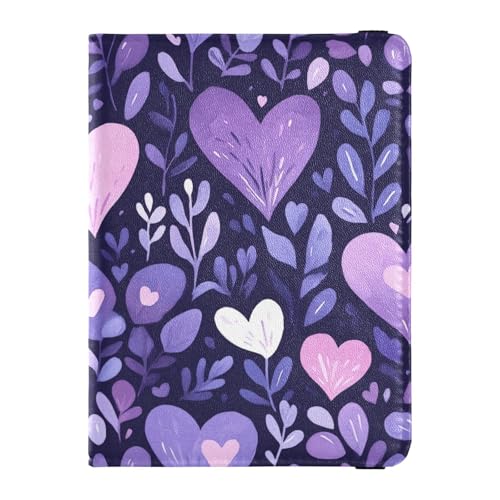 sanluoli Reisepasshülle aus Leder, Motiv: Romantische Liebe, Brieftasche, Geldbörse, Kombi, Reisepasshülle mit RFID-Blockierung, leicht, Violett von sanluoli