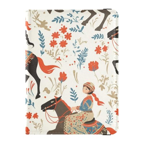 sanluoli Reisepasshülle für Mädchen, Blumenmuster, Boho-Pferd, Leder, Reisepasshülle, Reisepasshülle, Kombination mit Impfkartenschlitz, wasserdicht sanluoli Reisepasshülle für Mädchen, Blumenmuster, Boho-Pferd, Leder, Reisepasshülle, Reisepasshülle, Kombination mit Impfkartenschlitz, wasserdicht von sanluoli