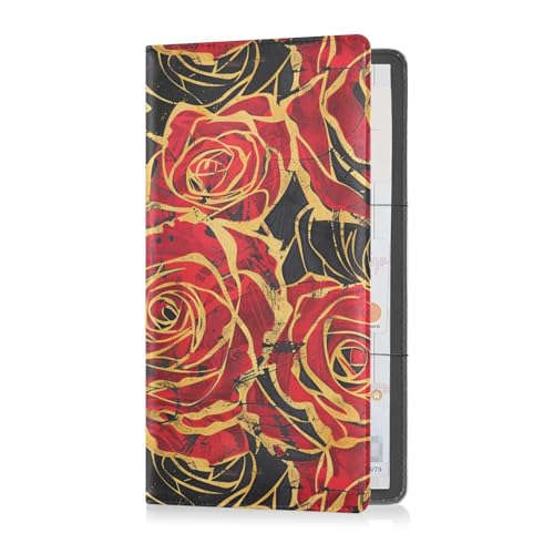 sanluoli Retro Red Rose Ölgemälde Stil Leder Auto Registrierung und Versicherungshalter Fahrzeug Handschuhfach für Führerschein, Karten & wichtige Dokumente von sanluoli