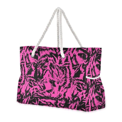 sanluoli Robuste Damen-Tragetasche mit Seitentaschen, Handgepäcktasche mit Getränkehaltern an der Seite, Schwarz und Pfirsich von sanluoli