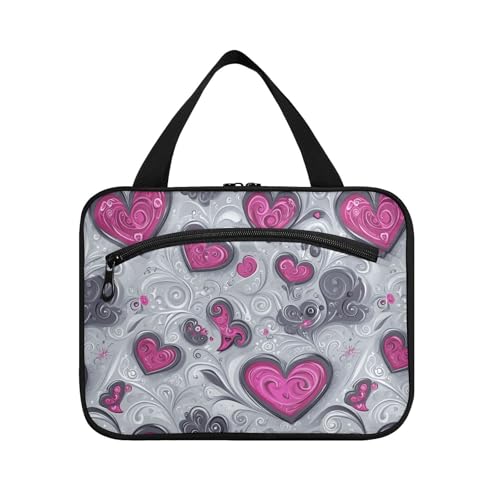 sanluoli Romanticove Kosmetiktasche zum Aufhängen für Damen, mit Haken, Designerzubehör, Make-up-Tasche zum Aufhängen, für Reisen, Reisen, Reisen, Bolsos Para, Hombre, Grau / Violett von sanluoli