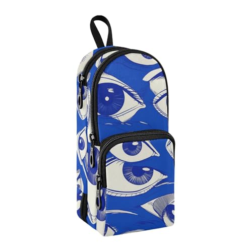 sanluoli Royal Blue Eyes Nylon 3 Compartments Large Pencil Bag For Boys Large Capacity Pencil Case With Compartments School Stationery for Teens School Supplies 1600ml von sanluoli