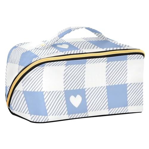 sanluoli Schöne, blau-graue Make-up-Tasche mit Trennwänden, wasserdicht, Reise-Kosmetiktasche für Damen, vertikal, freistehend sanluoli Schöne, blau-graue Make-up-Tasche mit Trennwänden, wasserdicht, Reise-Kosmetiktasche für Damen, vertikal, freistehend von sanluoli