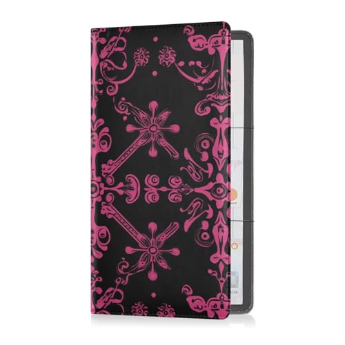sanluoli Schwarz und Pfirsich Vintage Blumen PU Leder Auto Registrierung und Versicherung Halter Essential Wallet Case für Karten Essential Document Führerschein von sanluoli