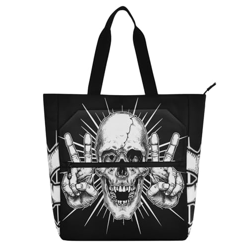 sanluoli Schwarze Totenköpfe für Kinder, Jungen, Mädchen, Gothic, große Bibliothek, Büchertasche, Schultertasche mit Reißverschluss, für Schule, Einkaufen, Lebensmittel, Regenbogen-Schulbedarf sanluoli Schwarze Totenköpfe für Kinder, Jungen, Mädchen, Gothic, große Bibliothek, Büchertasche, Schultertasche mit Reißverschluss, für Schule, Einkaufen, Lebensmittel, Regenbogen-Schulbedarf von sanluoli