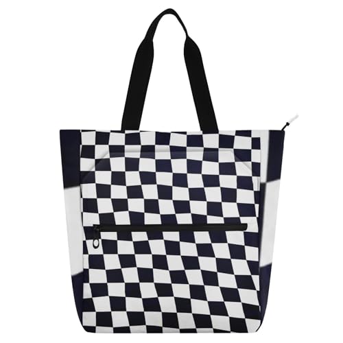 sanluoli Schwarze und weiße karierte Kinder-Tragetasche für Kinder, Studenten, Erwachsene, Gothic, große Lehrer-Tragetasche, Schultertasche mit Reißverschluss, für Schule, Einkaufen, Reisen sanluoli Schwarze und weiße karierte Kinder-Tragetasche für Kinder, Studenten, Erwachsene, Gothic, große Lehrer-Tragetasche, Schultertasche mit Reißverschluss, für Schule, Einkaufen, Reisen von sanluoli