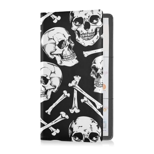 sanluoli Skull Bones Painted Black and White Premium Leather Car Registration & Insurance Card Holder Car Essentials for Cards, Essential Document, Driver License Vehicle Paperwork von sanluoli