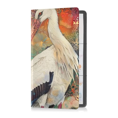 sanluoli Storch Abstrakte Aquarellmalerei, PU-Leder, Auto-Registrierung, Versicherung und Ausweishalter, Auto-Handschuhfach-Organizer für jedes Auto, LKW, Motorrad, Anhänger oder Boot von sanluoli