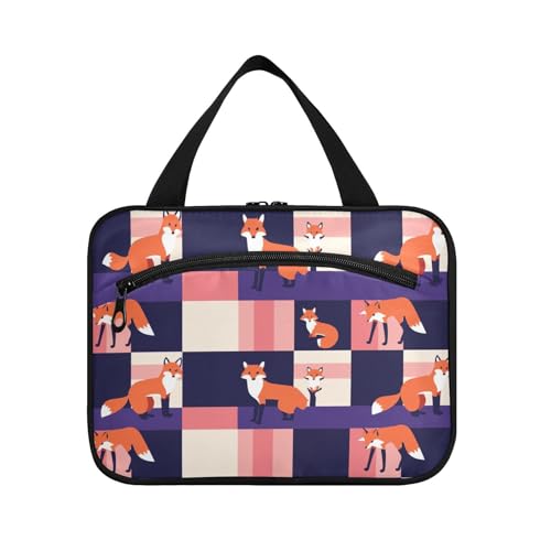 sanluoli Süße Füchse lila pfirsichfarbene Kosmetiktasche zum Aufhängen für Frauen mit Haken, tragbare Designer-Make-up-Tasche für wichtige Dinge für Frauen, Fitnessstudio, Bolso Para Maquillaje de von sanluoli