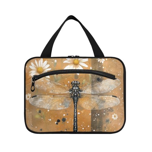 sanluoli Süße Libelle braune hängende Herren-Reise-Kulturbeutel mit Haken, tragbares Designer-Rasierset für Frauen, Reisen, Urlaub, Porta, Kosmetik, Mujer Para Cartera, Süße Libellenbraun von sanluoli