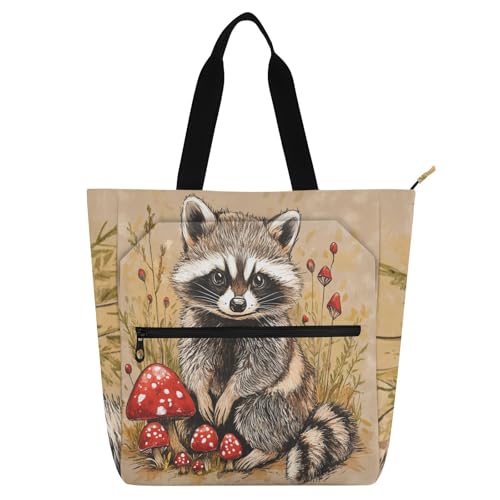 sanluoli Sweet Raccoon Terrakotta-Kinder-Tragetasche für Jungen, Mädchen, Frauen, Gothic, wasserdicht, Lehrer-Tragetasche, Schultertasche mit Reißverschluss, für Schule, Einkaufen, Strand sanluoli Sweet Raccoon Terrakotta-Kinder-Tragetasche für Jungen, Mädchen, Frauen, Gothic, wasserdicht, Lehrer-Tragetasche, Schultertasche mit Reißverschluss, für Schule, Einkaufen, Strand von sanluoli