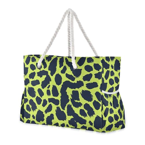 sanluoli Tragetasche für Damen, Leopardenmuster, Limettengrün und Marineblau, große Kapazität, mit Seitentaschen, Taschen mit Reißverschluss, für Reisen, Fitnessstudio, Urlaub sanluoli Tragetasche für Damen, Leopardenmuster, Limettengrün und Marineblau, große Kapazität, mit Seitentaschen, Taschen mit Reißverschluss, für Reisen, Fitnessstudio, Urlaub von sanluoli