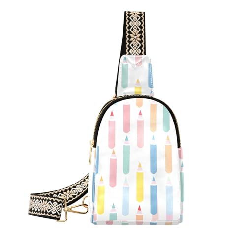 sanluoli Trendige süße Pastell-Bleistiftmuster-Tasche für Damen, leichter Rucksack für Damen, Tagesrucksack von sanluoli