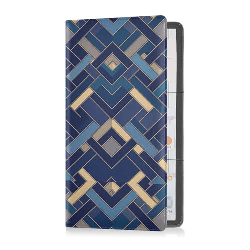 sanluoli Trendiges geometrisches Fischgrätenmuster, goldblau, Premium-Leder, Auto-Registrierungs- und Versicherungskartenhalter, Handschuhfach, Organizer für Karten, unverzichtbare Dokumente von sanluoli