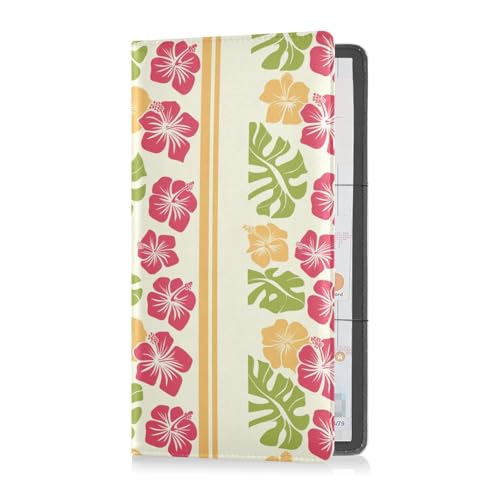 sanluoli Tropischer Stil Blume Blätter Gelb und Rot Leder Auto Registrierung und Versicherung Kartenhalter Essential Wallet Case für Karten Essential Document Führerschein von sanluoli