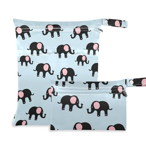 sanluoli Unordentliche Baby-Wickeltasche, 2 Stück, Reiseutensilien für Babys mit Griffen für Babywindeln, Babywindeln (Cartoon-süßer schwarzer Elefant) von sanluoli