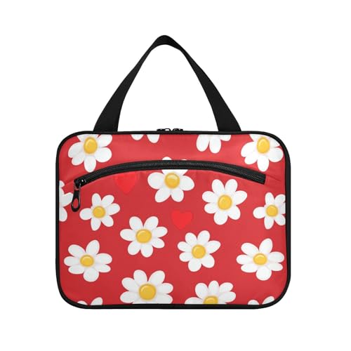 sanluoli White Bloom Valentinstag-Reise-Make-up mit Haken, waschbares Designer-Kultur-Set für Reiseutensilien für Frauen, Camping-Set de para mujer von sanluoli