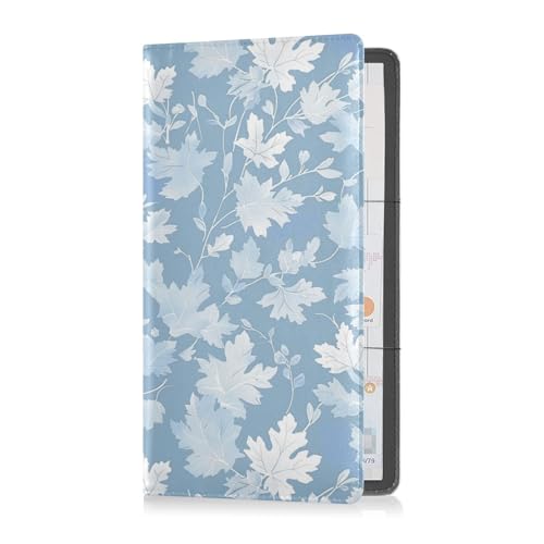 sanluoli White Leaves Hellblau PU-Leder Auto Registrierung und Versicherung Kartenhalter Handschuhfach Organizer für Dokumente, Karten, Führerschein von sanluoli