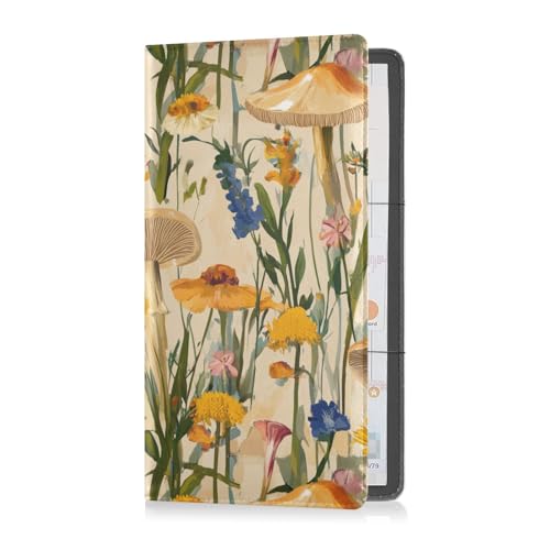 sanluoli Wiesenpilz-Wildblumen-Leder, Auto-Registrierung, Versicherung und Ausweishalter, perfekte Auto-Essentials Brieftasche für wichtige Dokumente, Führerschein, Karten von sanluoli