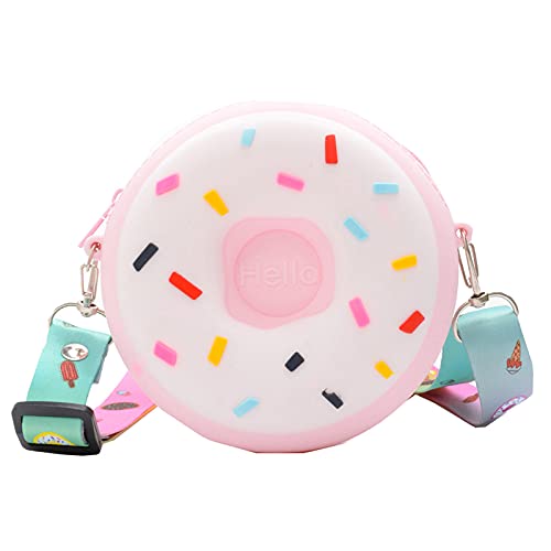 Kleine Mädchen-Geldbörse, Umhängetasche, niedlicher Donut-Crossbody-Tasche, Mini-Massager-Handtasche für Mädchen, Kinder, Kleinkinder, rose, 4.53”x1.57” von sansky