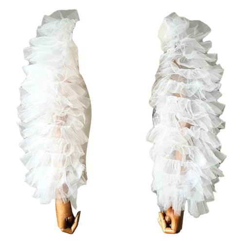 saqulopr Brautärmel, abnehmbarer Tüll, lange Puffärmel, mit 2 elastischen Bändern, Weiss/opulenter Garten, One-size-fit-all von saqulopr