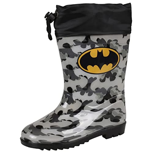 Batman Schwarze Gummistiefel für Jungen, mit Strickbündchen, Militär-Print 25/26 EU von sarcia.eu