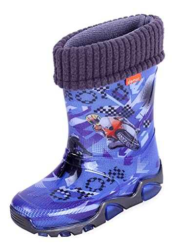 Blaue, gefütterte Gummistiefel mit Motorrad-Print DEMAR 22/23 EU von sarcia.eu