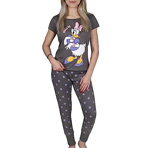 Disney Daisy Damen-Pyjama aus Baumwolle mit Langer Hose, grau XS von sarcia.eu