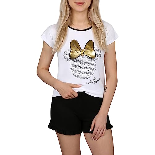 Disney Minnie Mouse Mädchen Schlafanzug mit kurzer Hose, weiß und schwarz Oeko-TEX 10 Jahre von sarcia.eu