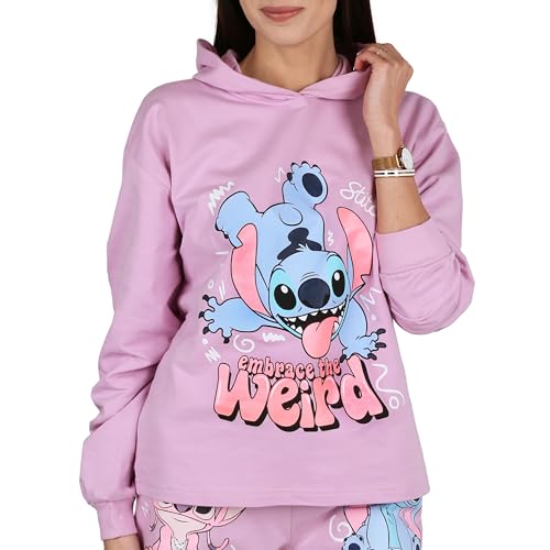Disney Stitch Sweatshirt mit Kapuze aus Baumwolle für Mädchen, über den Kopf zu ziehen, 100% Baumwolle (DE/NL/SE/PL, Numerisch, 134, 140, Regular, violett) von sarcia.eu