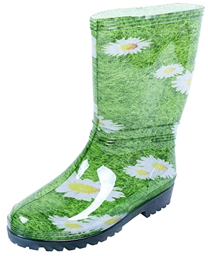 Grüne Regenstiefel/Gummistiefel, Gänseblümchen RAINNY PRINT DEMAR 36/37 EU von sarcia.eu