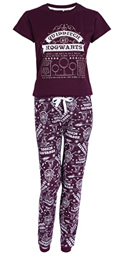 Harry Potter Hogwarts Quidditch Pyjama/Schlafanzug Bordeauxrot, kurzärmelig L von sarcia.eu