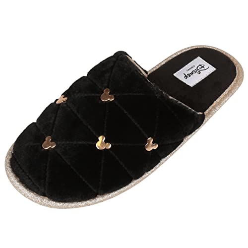 Mickey Maus Disney Schwarze Hausschuhe/Pantoffeln für Damen, schwarz, gesteppt, bequem 36-37 EU von sarcia.eu