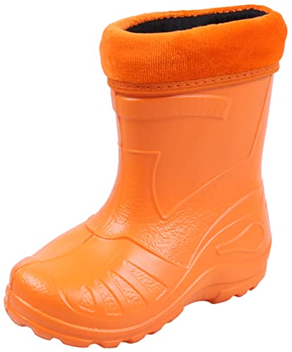 Orangefarbene, gefütterte Kinder-Gummistiefel KOLMAX 23 EU von sarcia.eu