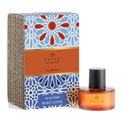 Prija Jus d'Ambre Eau de Toilette mit frischen Zitrusnoten und würzigem Muskat, Unisex Luxusduft verwöhnt Ihre Sinne mit Energie und Stärke, 50 ml von Prija