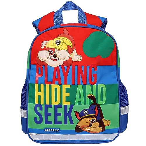 Paw Patrol Chase Rubble Blauer Kindergarten Rucksack für Jungen, Reflektoren 31x25x10cm von sarcia.eu