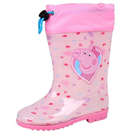 Peppa Pig Peppa Wutz Pinke Gummistiefel für Mädchen mit Strickbündchen, Herzen 27/28 EU von sarcia.eu