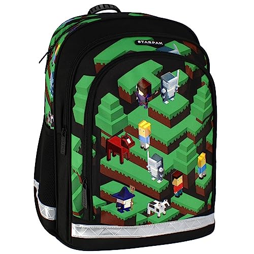 Pixel Game, Schulrucksack mit Reflektoren, Rucksack für Jungen 40x29x20 von sarcia.eu