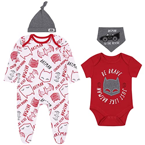 Rot-weißes Baby-Set mit Strampler, Batman ÖKO-TEX 0-3 Monate von sarcia.eu