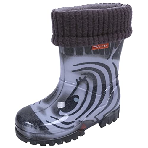 Schwarz-weiße, gefütterte Gummistiefel für Kinder Zebra DEMAR 34/35 EU von sarcia.eu