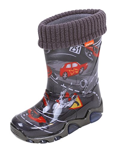 Schwarze, gefütterte Gummistiefel mit Auto-Print DEMAR 30/31 EU von sarcia.eu